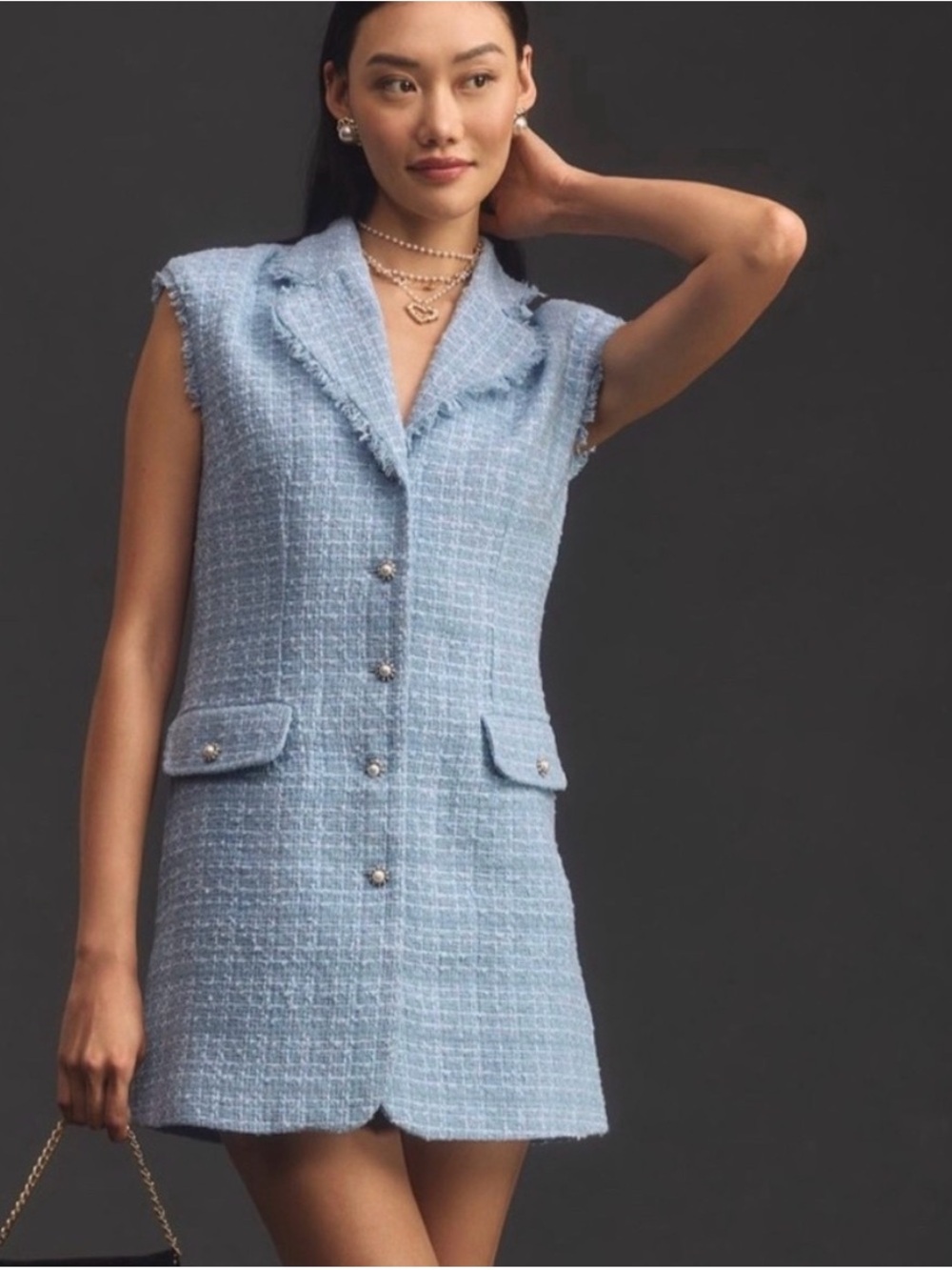 MAEVE by ANTHROPOLOGIE Sleeveless Tweed Blazer Mini Dress